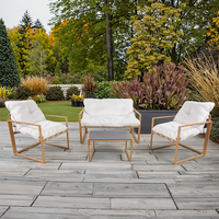 Meubles d'extérieur modernes Ensemble de table à manger en métal confortable à 4 pièces pour patio Loisirs Imperméable Cadre en fer pour hôtel Salon