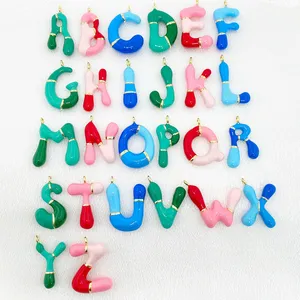 Trendy Sieraden Emaille Eerste Hanger Ketting Alfabet Letter Kleine Bedels Voor Armbanden Kettingen Maken