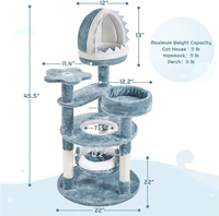 YOUME Arbre à chat multi-niveaux Aventure en mer profonde, Meuble tour pour animaux de compagnie avec poteau à gratter en sisal et condo requin en peluche pour la vente en gros et l'OEM