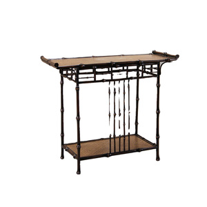 Chinese Style Bamboo Console Table With Lower Shelf For Entryway Or Living Room - Product Image 5