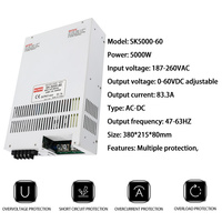 MZMW 5000W 60V 83.3A Cctv laboratoire industriel Smps banc CC CV Ac Dc convertisseur transformateur alimentation à découpage réglable