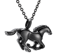 Pendentif en forme de cheval en acier inoxydable, 1 pièce, collier porte-amulette, cadeau idéal pour la fête d'anniversaire