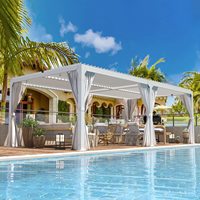 Pergola Anyhoo moderne 3x4 4x4 avec toit rétractable, structure en aluminium, éclairage LED pour jardin, balcon, terrasse, protection contre les intempéries