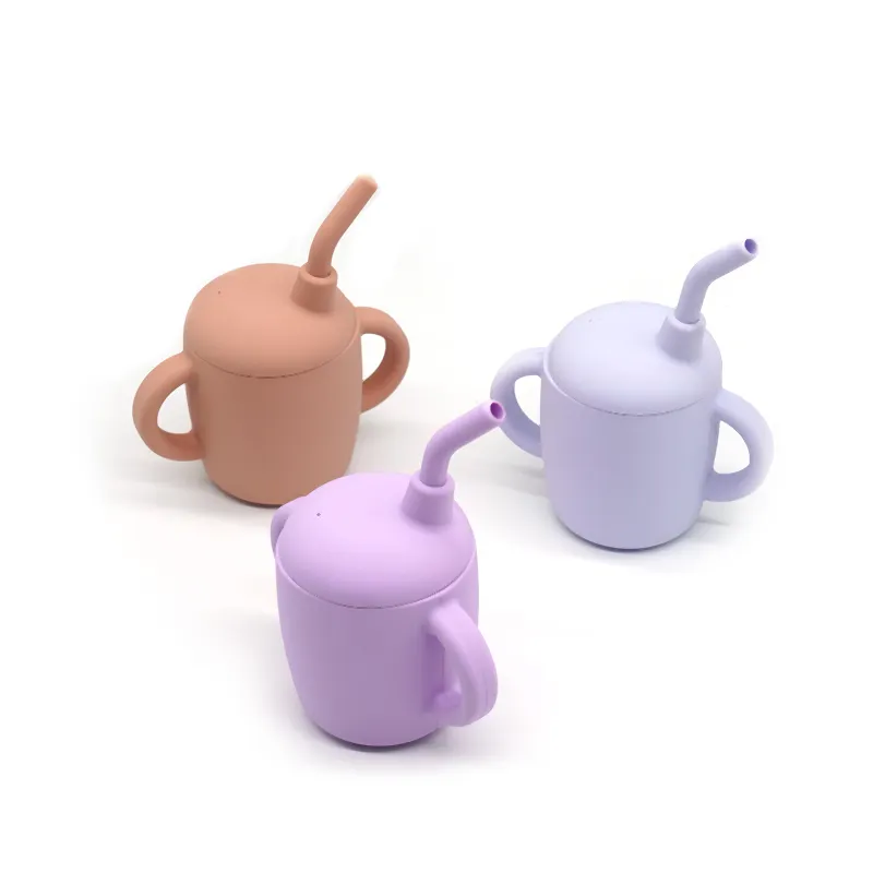 Gemakkelijk Te Reinigen Food Grade Siliconen Kids Peuter Trainer Cup Baby Sippy Cups