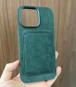เคสและกระเป๋าสตางค์สำหรับ Alcantara เคสและกระเป๋าเงินสำหรับ iPhone 16/15/14/13/12เคสหรูหราเคสธุรกิจกระดุมโลหะเคสชาร์จแม่เหล็ก - Product Image 2