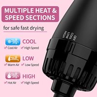 Brosse sèche-cheveux 2-en-1 avec ions négatifs anti-frisottis et lisseur à air chaud