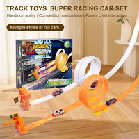 Pista de Carreras Antigravedad Flexible para Niños, Pistas de Carreras Portátiles Enrollables con Ventosas, Pista de Carreras de Plástico Suave para Armar, Juguetes