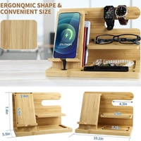 Organisateur de table de chevet en bois avec support de charge de téléphone portable accessoire de bureau et de tiroir pour Station d'accueil de bureau à domicile table de chevet