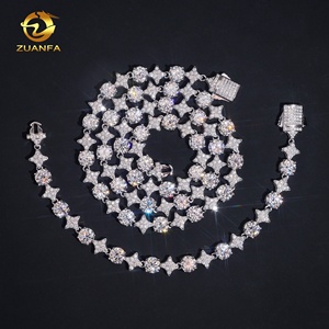 Iced Ra 6.5Mm Kim Cương Sao Tennis Chuỗi Vòng Đeo Tay Tùy Chỉnh 925 Bạc Hip Hop Người Đàn Ông Đồ Trang Sức D Vvs Moissanite Liên Kết Chuỗi Vòng Cổ - Product Image 1