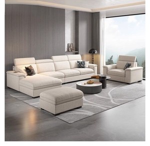 Canapé d'angle moderne au design minimaliste et lignes droites, en tissu, pour appartement, centre commercial, hôtel, garni de latex de haute qualité - Product Image 5