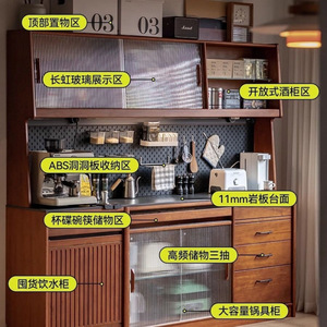 Solid Wood <b>Sideboard</b> With Storage And Integrated Dining Table For Living Room Cabinet Use - Product Image 3