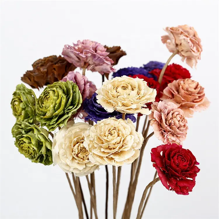 S-1519 New Design Factory Direct Artificial Wooden Rose Home Decoration Dried Rose Flower Eternal Rose For Wedding Decoration