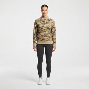 Sudadera con cuello alto estilo camuflaje ártico vintage para mujer, sudaderas con cuello alto de camuflaje, camisetas con cuello alto de camuflaje de algodón/poliéster sublimadas - Product Image 4