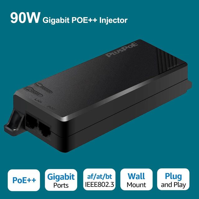90W Gigabit PoE++ Injector IEEE802.3bt 48V 1000Mbps Power Over Ethernet Adapter For IP Camera PTZ AP