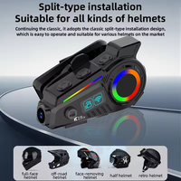 Caméra de casque de moto K19-2X, caméra embarquée, écouteurs, enregistreur de conduite 2-en-1 avec interphone, enregistrement vidéo et photo 1080P
