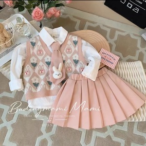 Budingmami Mami Girls Clothing Set Cotton Cartoon Rabbit Pattern Three Piece Autumn Outfit For Toddlers Preppy Style - Product Image 5