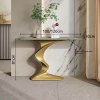Table console moderne élégante dorée faite à la main de style chinois de luxe pour appartement, salon, chambre ou mobilier d'hôpital