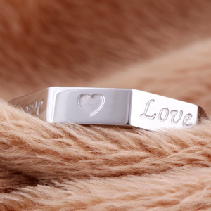 Bague en acier inoxydable en forme de cœur, forme géométrique octogonale, bijoux unisexes, cadeau - Product Image 4