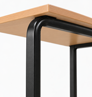 Bureau d'étude carré moderne pour étudiants, plateau en bois, pieds en métal noir, mobilier scolaire pour salle de classe, salle de formation, bibliothèque, salle à manger, réglable en hauteur