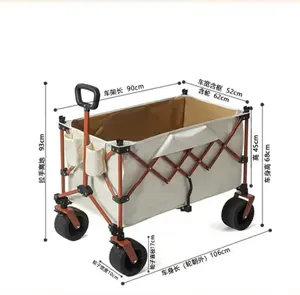 Wholesale Outdoor Easy Walk Camping Beach Wagon Cart Foldable Beach Trolley Wagon With 4 Wheels