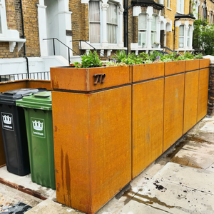 Contenedor de Basura Metálico Moderno para Jardín, con Recubrimiento en Polvo Marrón, Decorativo y Autoportante para Patio y Jardín - Product Image 4