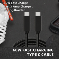 Kabel Pengisian Cepat Type-C USB 3.1 3A Konduktor Tembaga Murni Jaket PVC Nilon Pelindung Anyaman untuk Pengiriman Daya Komputer
