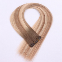 Nouvel arrivage Trame de cheveux attachés à la main Trame de génie invisible épaisse Extensions de cheveux de trame de génie russe vierge 100% Cheveux humains