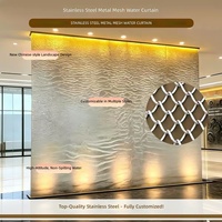 Rideau d'eau mural suspendu en maille d'acier inoxydable moderne, taille personnalisée, avec éclairage LED, pour hôtel, centre commercial, cloison de hall