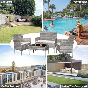 Ensemble de meubles de patio Homall, 4 pièces, en rotin tressé, pour jardin, avec coussins doux pour l'extérieur - Product Image 2
