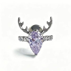Boucles d'oreilles clous cerf en titane ASTM F136 avec zircon 5A taille poire, bijoux de Noël tendance, tête de remplacement pour clou de <span class=keywords><strong>langue</strong></span> et de lèvre - Product Image 3