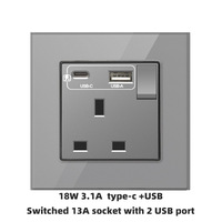 Prises murales électriques multifonctionnelles F60 de haute qualité à double 3 broches EU/UK/Universelles 10A/16A avec charge rapide USB Type C
