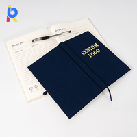Cahier de notes ligné imprimé personnalisé avec logo en feuille d'or A5 en tissu et lin