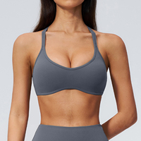 Kostengünstiger Nylon-Spandex Sport-BH mit Überkreuz-Rücken-Design für Pilates, Joggen, Tennis und Multisport-Aktivitäten