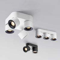 Plafonnier LED Noir en Aluminium Pliable à Montage en Surface, IP33, Dimmable, Sans Cadre, IRC95, Garantie 5 Ans, Réglable, Simple ou Double Tête