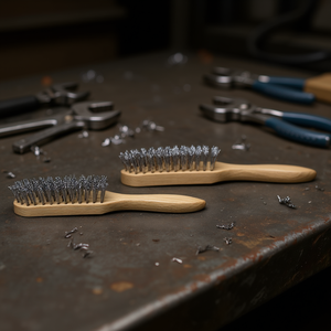 TTAKE Hand <b>Brush</b> Wooden Handle Stainless Steel Abrasive <b>Brush</b> 5x15x25 Mm 24 <b>Wires</b> - Product Image 3