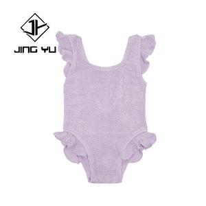 Maillot de bain pour enfants en polyester, design OEM, marque propre, été, personnalisé, à volants, smocké, une pièce, bikini pour filles - Product Image 4