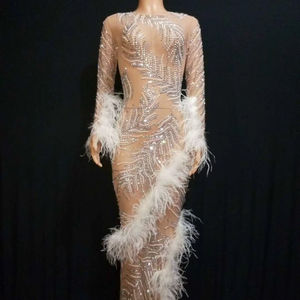 NOVANCE Y1615 Productos más vendidos 2023 Nuevo Diamante brillante Pluma de avestruz Vestidos de cena de <span class=keywords><strong>gala</strong></span> Vestido largo de fiesta para mujer - Product Image 4