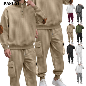Ensemble de survêtements sportifs 2 pièces pour hommes PASUXI, coupe ample, pour la course à pied, le <span class=keywords><strong>jogging</strong></span>, la gym, avec sweat à capuche et pantalon long - Product Image 1