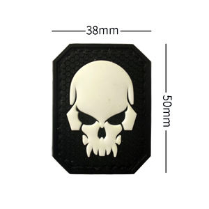 Patch tactique lumineux 3D en PVC motif crâne, badge en caoutchouc personnalisé thermocollant, appliqué en dentelle, pour chapeau d'extérieur, design personnalisé, crochet pour vêtements - Product Image 2