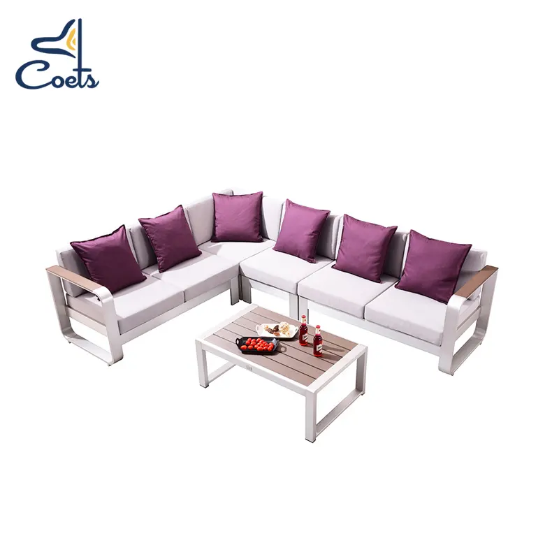 Coets brushed aluminum frame with UV-resistant plastic all weather garden furniture outdoor sofa set