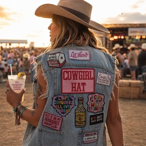 Eco-friendly Wholesale custom embroidered patch Hot Wife Husband Fun Words Pink Embroidered <b>iron</b> on patches for Hat Badge Bag - Product Image 4