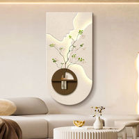 Art mural hydroponique de style minimaliste pour hall d'entrée, avec éclairage LED, peinture décorative artisanale en grès.