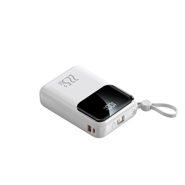 Cross-border New Compact Plastic Power Bank Built-in Cable Mini USB Type-C Super-fast Charging 30,000 MAh Lithium Polymer