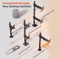Support de moniteur double écran empilé verticalement, hauteur 850 mm, support de bureau pour 2 écrans, 14-32 pouces, 10 kg/écran, vente en gros personnalisée en usine