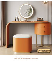 Coiffeuse moderne en bois de pin massif avec miroir éclairé Armoire de rangement cosmétique multifonction écologique pour chambre à coucher