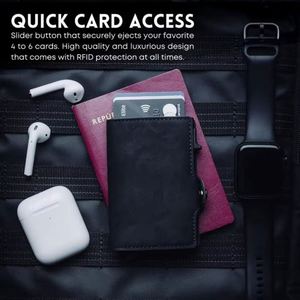 Siy193 Customized Logo Leather Credit Rfid Wallet Pop up Business <b>Id</b> Aluminum Name Card Binder <b>Holder</b> - Product Image 5