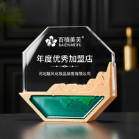Trophée personnalisé en bois, prix sportif d'entreprise, récompenses octogonales dorées, logo gravé au laser, certificat, souvenir, cadeau