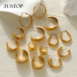 Aros de moda OEM/OEM, impermeables, de acero inoxidable, chapados en oro, hipoalergénicos, proveedor de joyería de moda, juego de aretes para mujer - Product Image 2