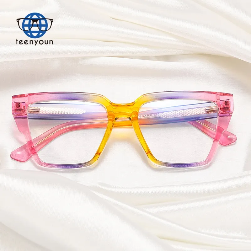 Teenyoun Free Sample Designer Blue Light Blocking Eyeglasses Frame Womens Eyewear Reto Round Optical Frame Glasses Oculos