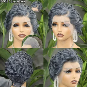 Promotion Let'sfly 17$ Perruque courte bouclée en dentelle 13x4, coupe pixie, cheveux humains, perruque courte bouclée, coupe pixie, cheveux humains - Product Image 5